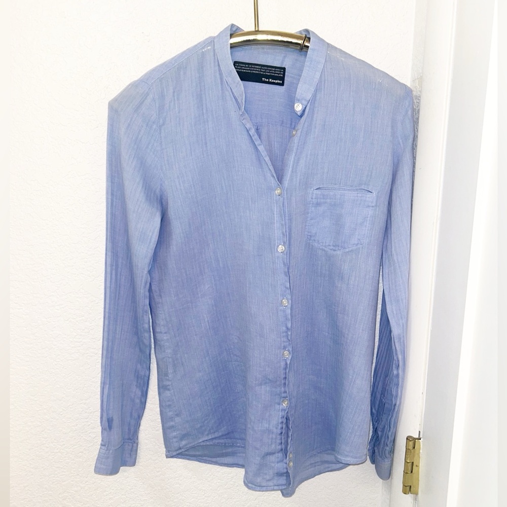 THE KOOPLES The Nehru Collar Button Up Blouse in Lightweight Cotton Blend SZ: S